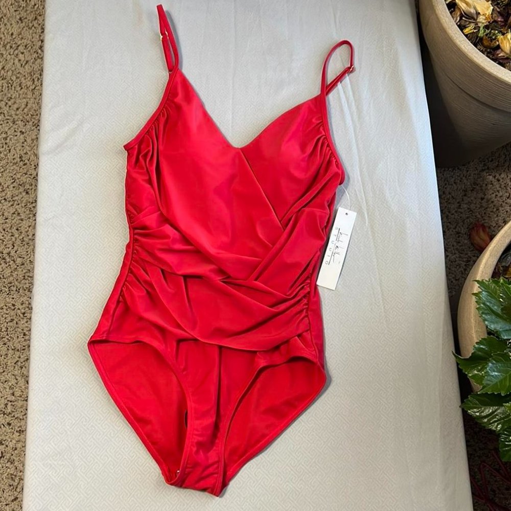 NWT! Nicole Miller Red Bandage Bathing Suit
